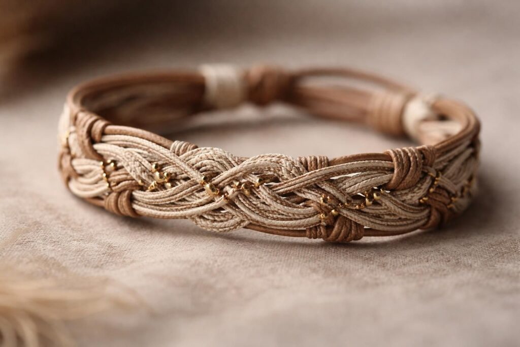 découvrez le style unique des bijoux en cordes très fines tissées entre les lacets, alliant délicatesse et originalité pour sublimer vos accessoires.